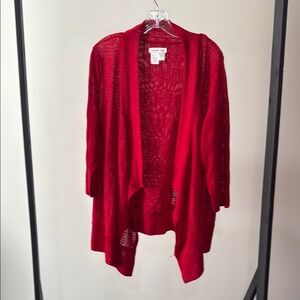 Coldwater Creek Red Knit Poncho with Cascading Layers